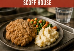 Scoff house style plate with protein, peas and mash